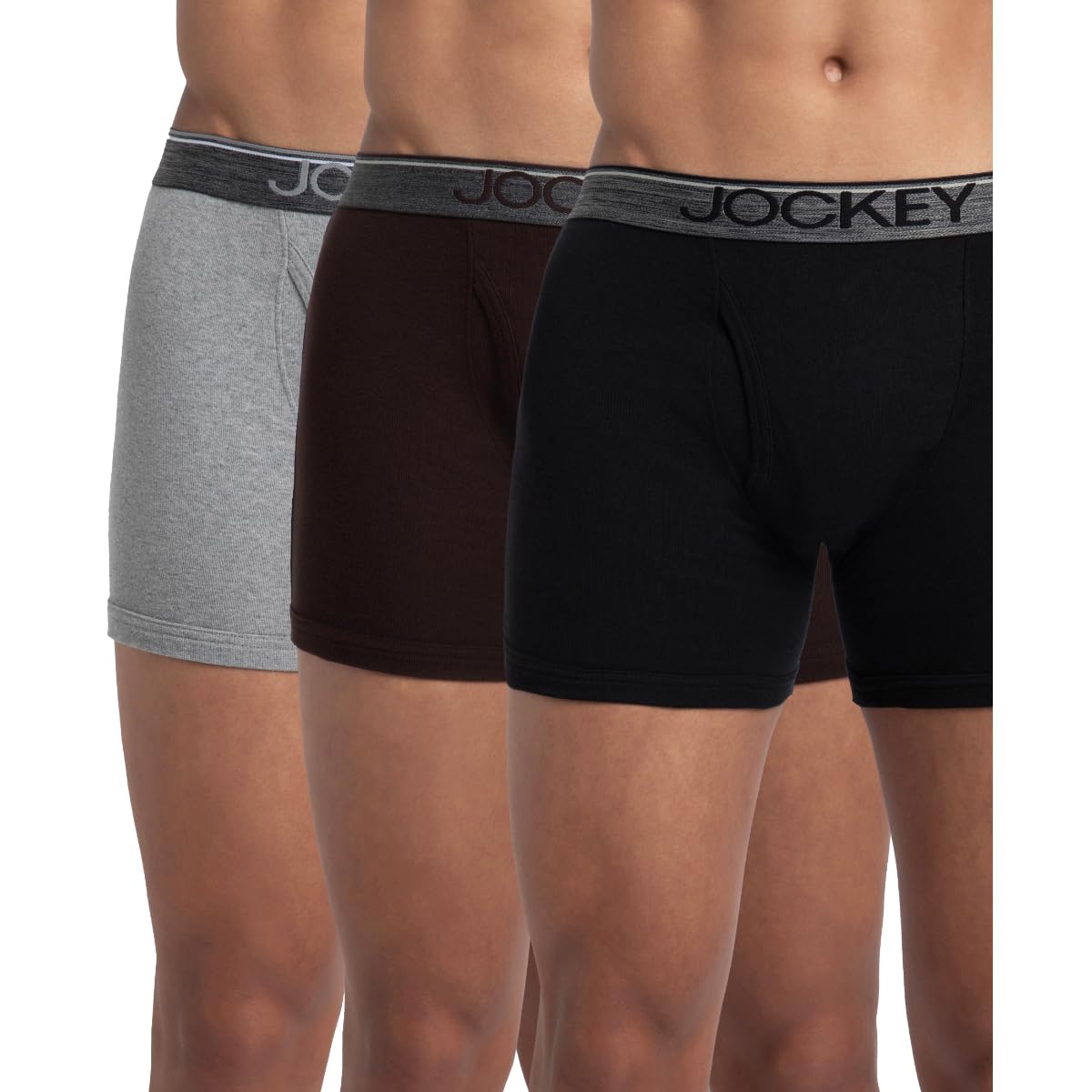 Jockey 8009 Men's Super Combed Cotton Rib Solid Boxer Brief with Ultrasoft Waistband (Pack of 3)