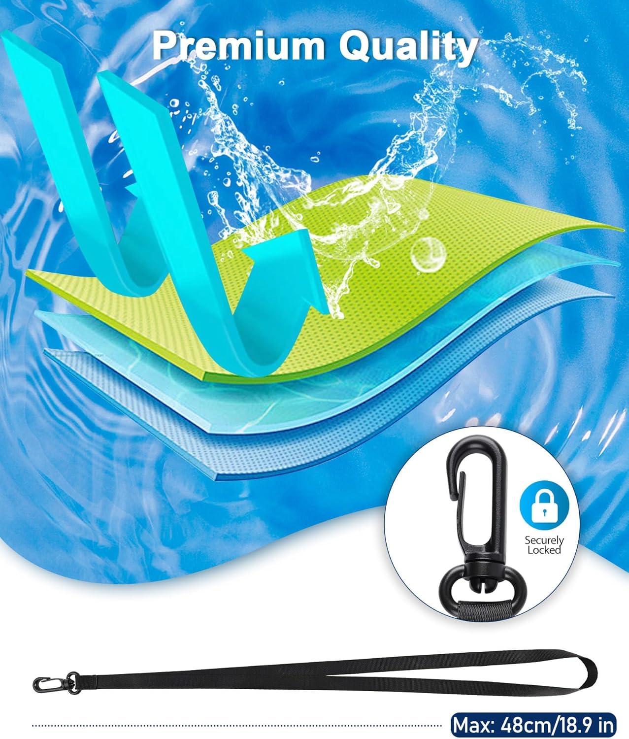 PulGos 1 Pc Waterproof Phone Cover Pouch with Lanyard – IPX8 Certified Dry Bag Case for iPhone & Android, 100% Waterproof, Touchscreen Friendly for Swimming, Beach Outings & Outdoor Adventures (Blue)