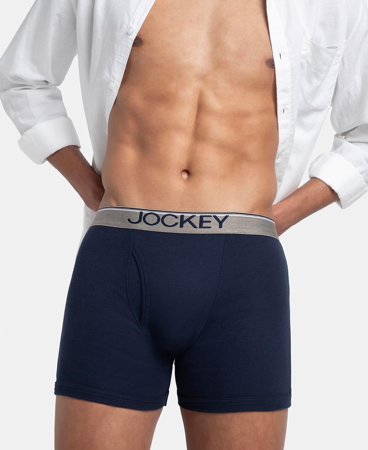 Jockey 8009 Men's Super Combed Cotton Rib Solid Boxer Brief with Ultrasoft Waistband (Pack of 3)