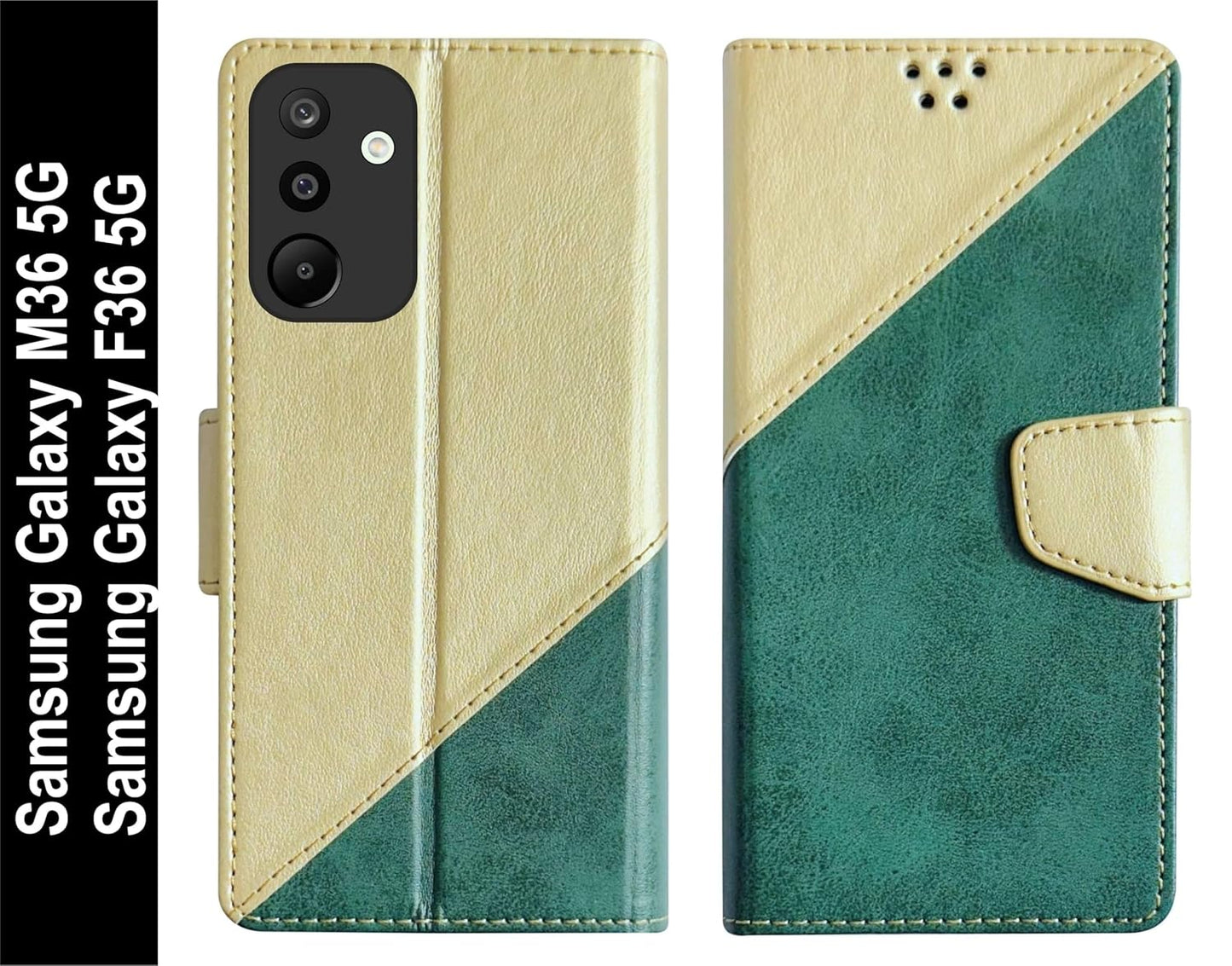 SBMS Flip Cover for Samsung Galaxy M36 5G / Samsung Galaxy F36 5G Back Cover Case with Magnatic Closure | Inbuilt Stand | Card & Money Pocket (MultiGreen)