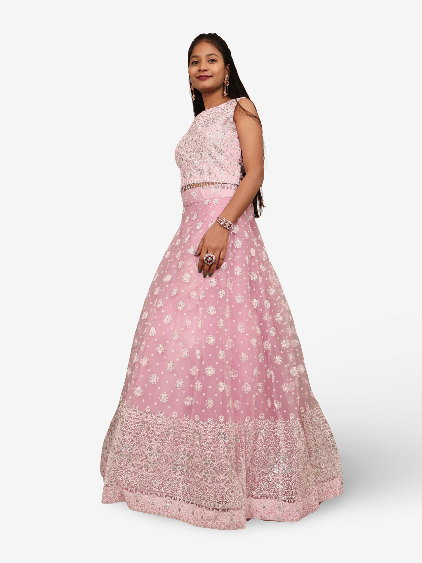 Embellished Flared Lehenga Choli Set with Dupatta by Shreekama-3