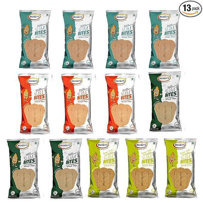 Maniarrs Slim Bite Jain Khakhra With 4 Flavors (Pack Of 13) 780 Grams Wheat Khakhara Healthy Crispy Low Carb Snack