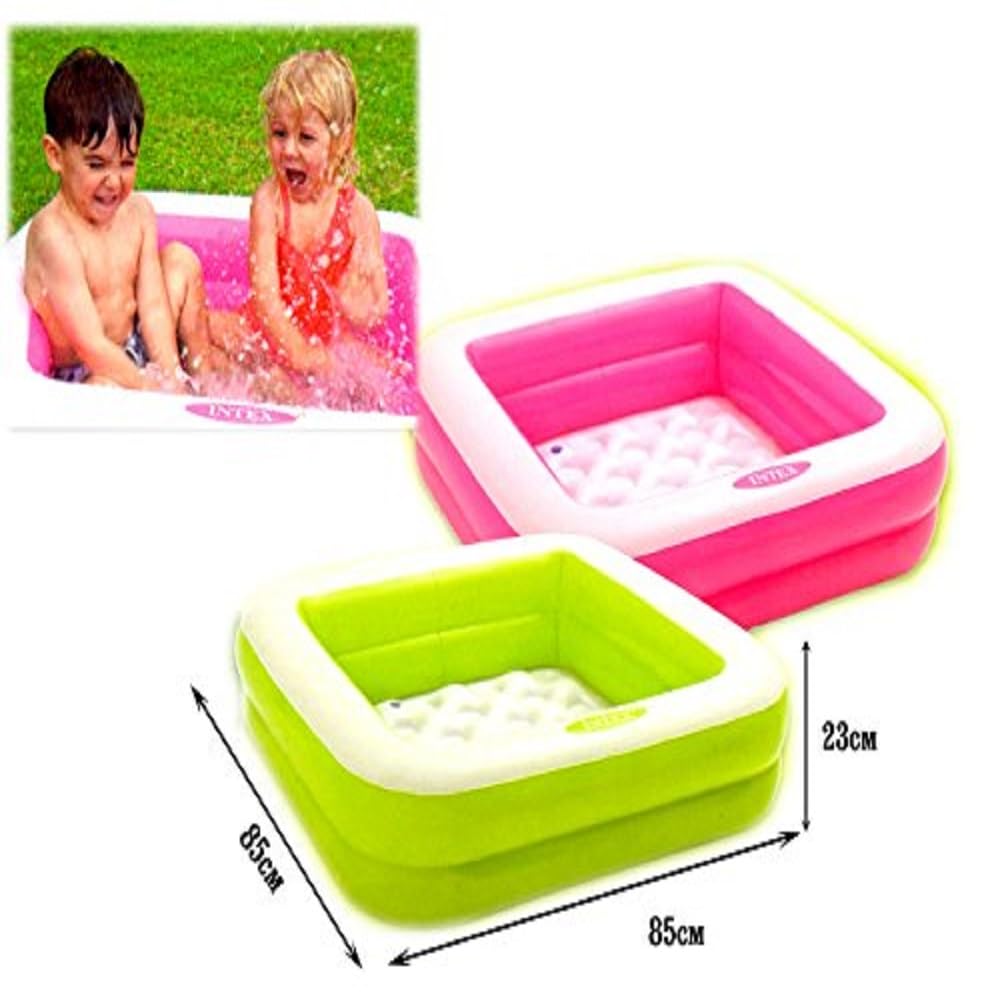 LONGMIRE Inflatable Baby Bath Tub Swimming Pool for Kids 3 Ft Square (Multicolor)