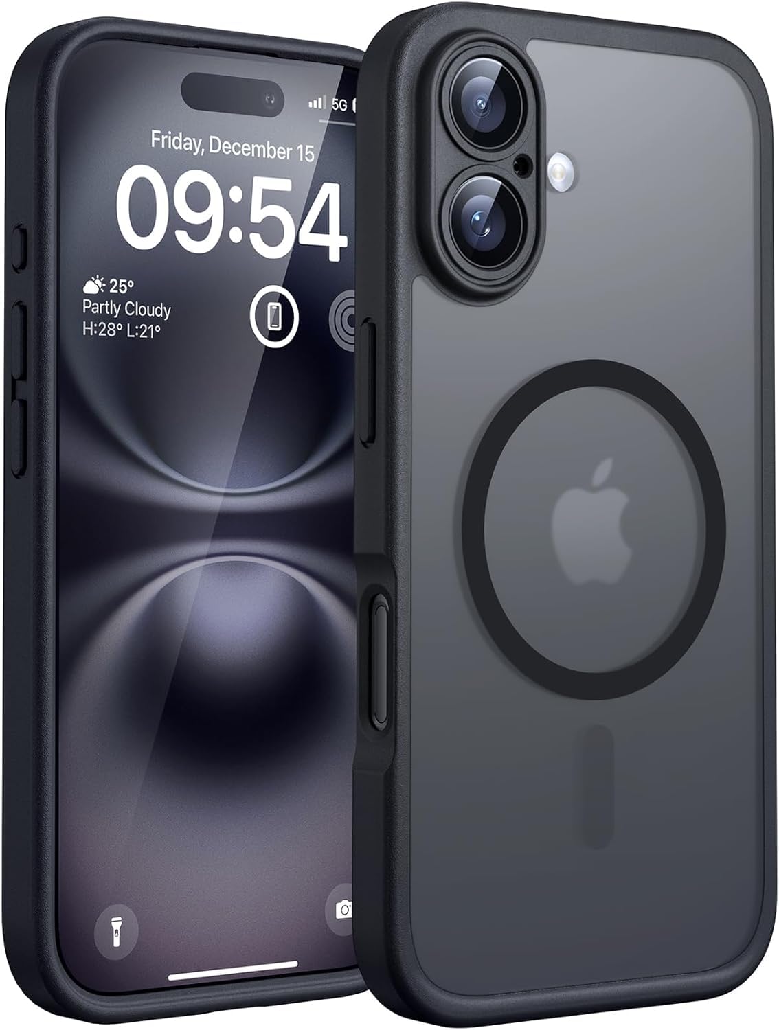 Sounce Shockproof Superior Drop Protection Cover Scratch Resistant Case Premium Armor Magsafe Designed Shield Strong Megnetic Adsorption with Polycarbonate Protection for iPhone 14/13 [Matte Black]