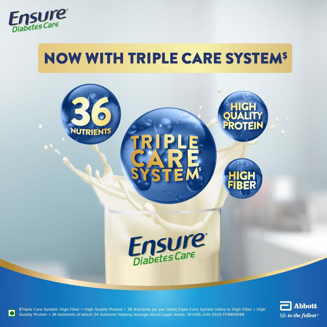 Ensure Diabetes Care Vanilla 375g Powder with High Fiber, Protein & 36 Nutrients | Helps Manage Blood Sugar Levels in 4 weeks