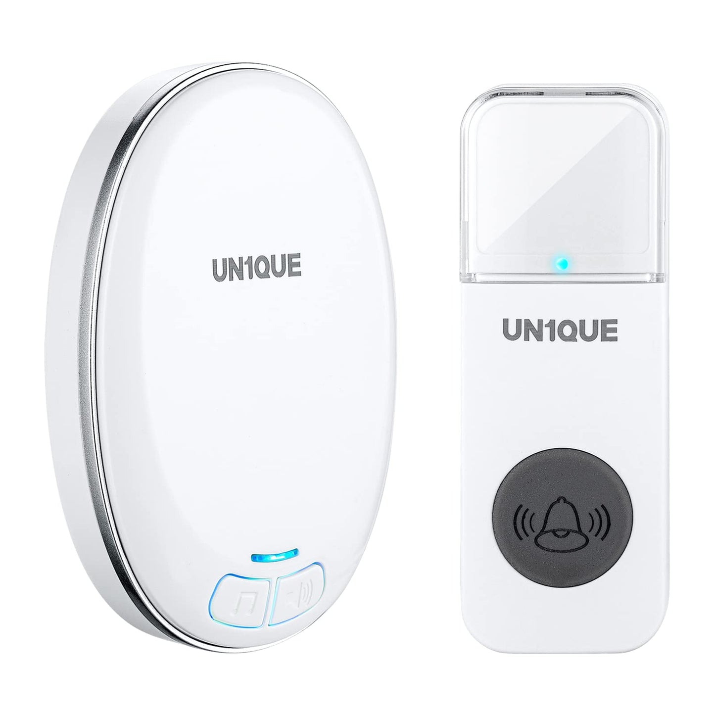 UN1QUE Wireless Door Bell for Home - Small Calling Bell for Office, 1000ft Long Range with 36 Chimes, 100dB Louder Volume, 4 Level Volume, LED Light, Info Board Design, IP44 Waterproof
