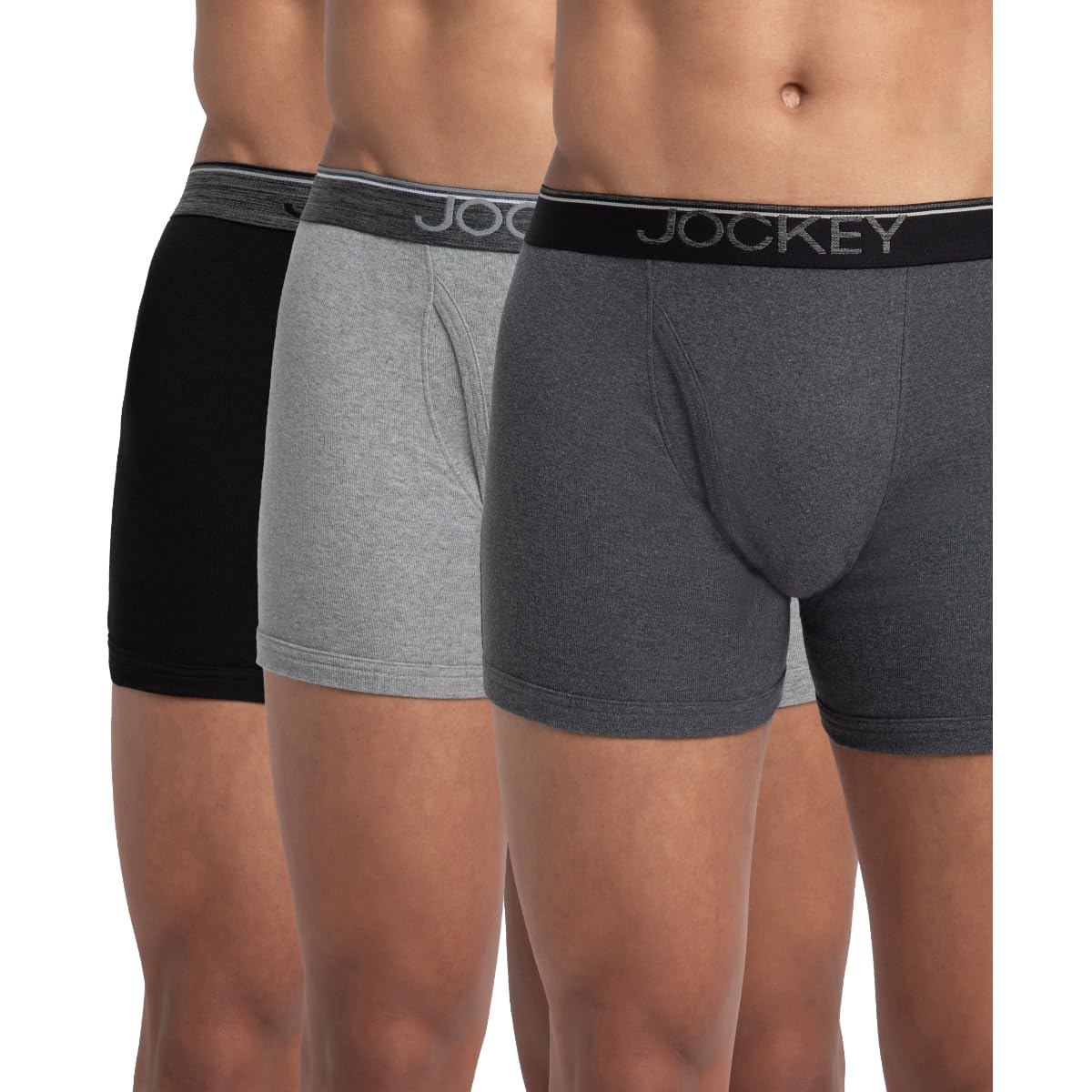 Jockey 8009 Men's Super Combed Cotton Rib Solid Boxer Brief with Ultrasoft Waistband (Pack of 3)