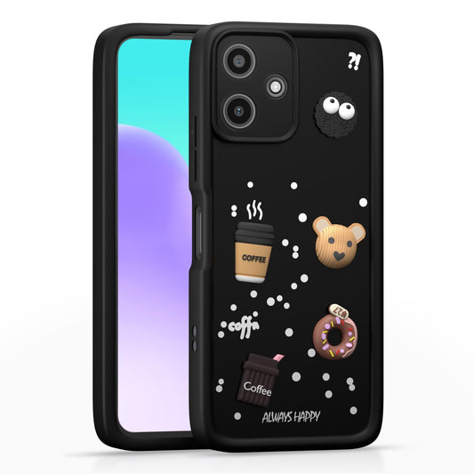 Amazon Basics Back Cover for Redmi 12 5G / Poco M6 Pro 5G | Cute Fun Cartoon 3D Bear Silicone Full Body Protection Bumper Cover (Black)