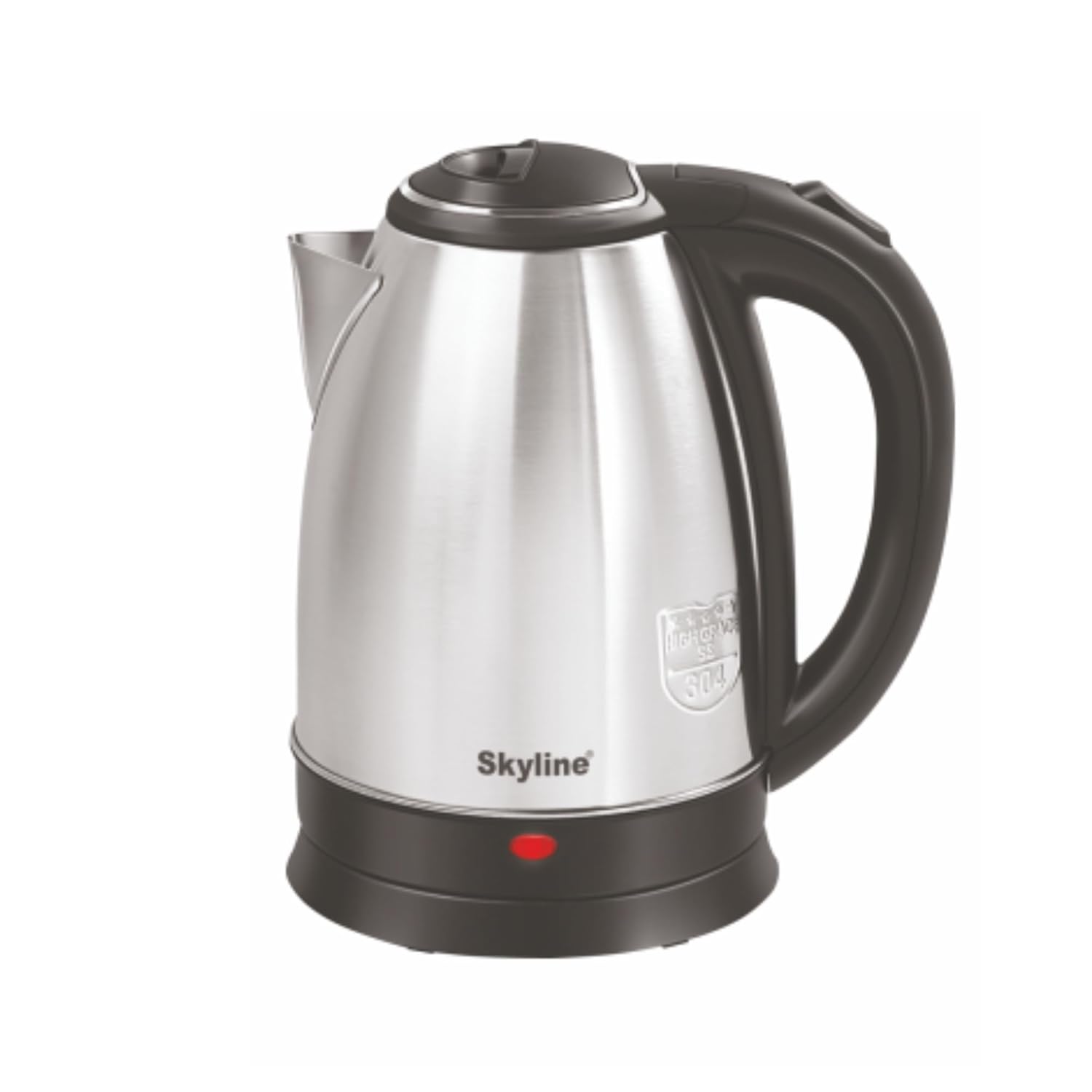 Skyline 1.2L Electric Kettle, 1500W Rapid Heating, Silver - Black, Stainless Steel, Automatic Cut-off