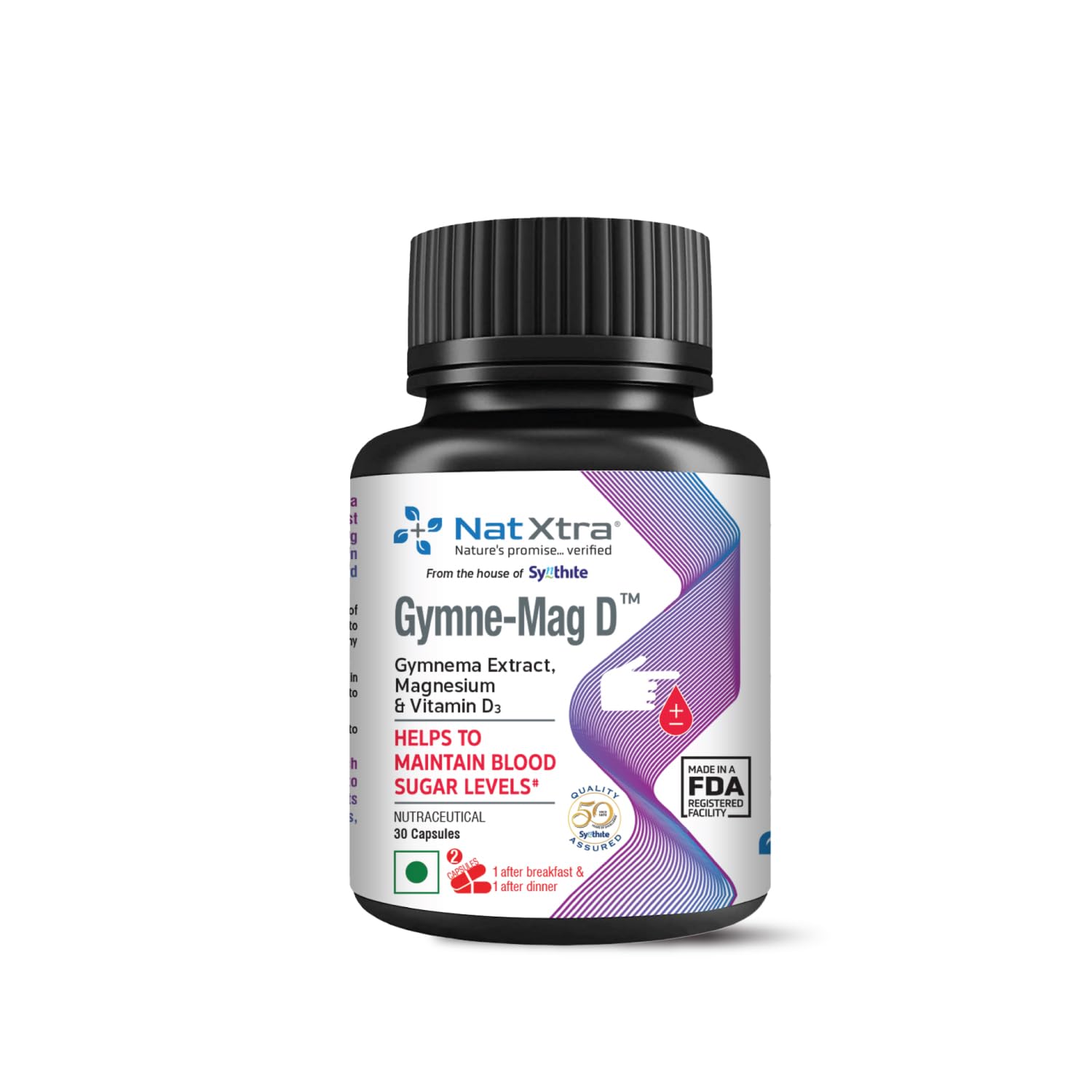 Natxtra Gymne-Mag D | Blood Sugar Support Supplement | Gymnema Sylvestre, Magnesium, & Vitamin D3 | Reduces Cravings, Promotes Healthy Glucose Metabolism | 180 Capsules