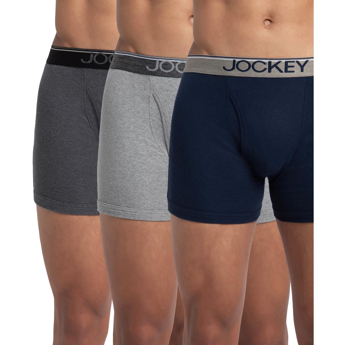 Jockey 8009 Men's Super Combed Cotton Rib Solid Boxer Brief with Ultrasoft Waistband (Pack of 3)