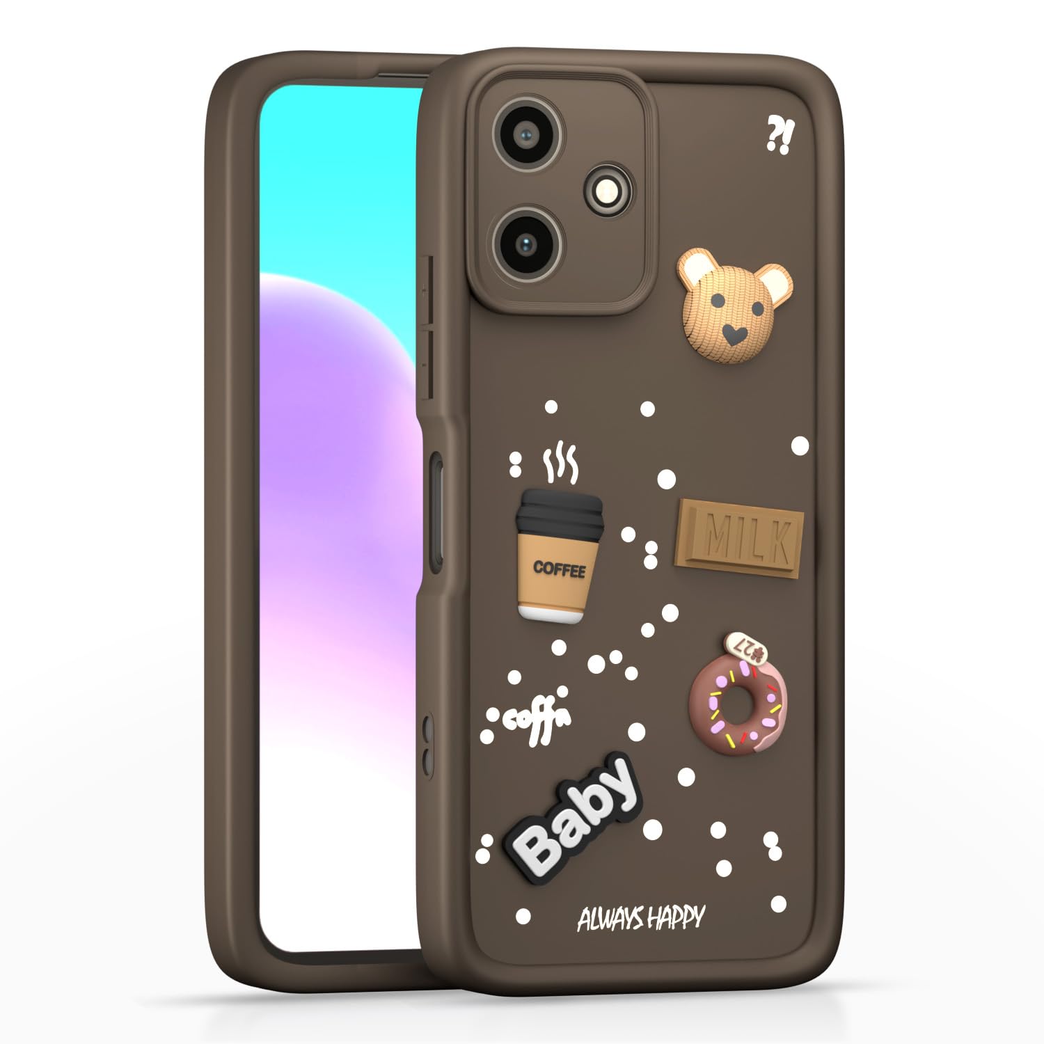 Amazon Basics Back Cover for Redmi 12 5G / Poco M6 Pro 5G | Cute Fun Cartoon 3D Bear Silicone Full Body Protection Bumper Cover (Black)