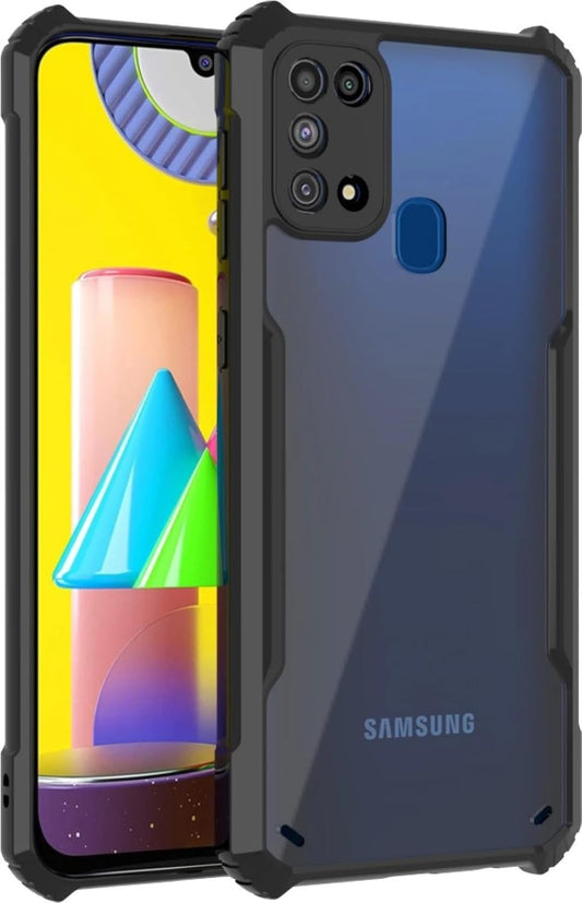 SHINESTAR Back Cover for Samsung Galaxy M31 / F41 / M31 Prime | Ultra Slim 360° Shockproof Transparent Case with Black Bumper | Crystal Clear Soft TPU Protective Cover