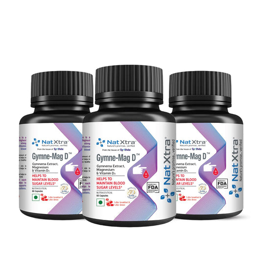 Natxtra Gymne-Mag D | Blood Sugar Support Supplement | Gymnema Sylvestre, Magnesium, & Vitamin D3 | Reduces Cravings, Promotes Healthy Glucose Metabolism | 180 Capsules