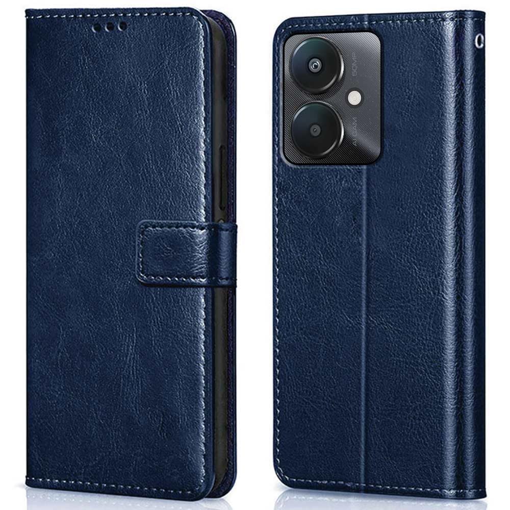 TOUCCH Flip case for Poco M6 5G| Leather Finish Cover & Flexible Stand Design | Card and Money Pocket | Brown