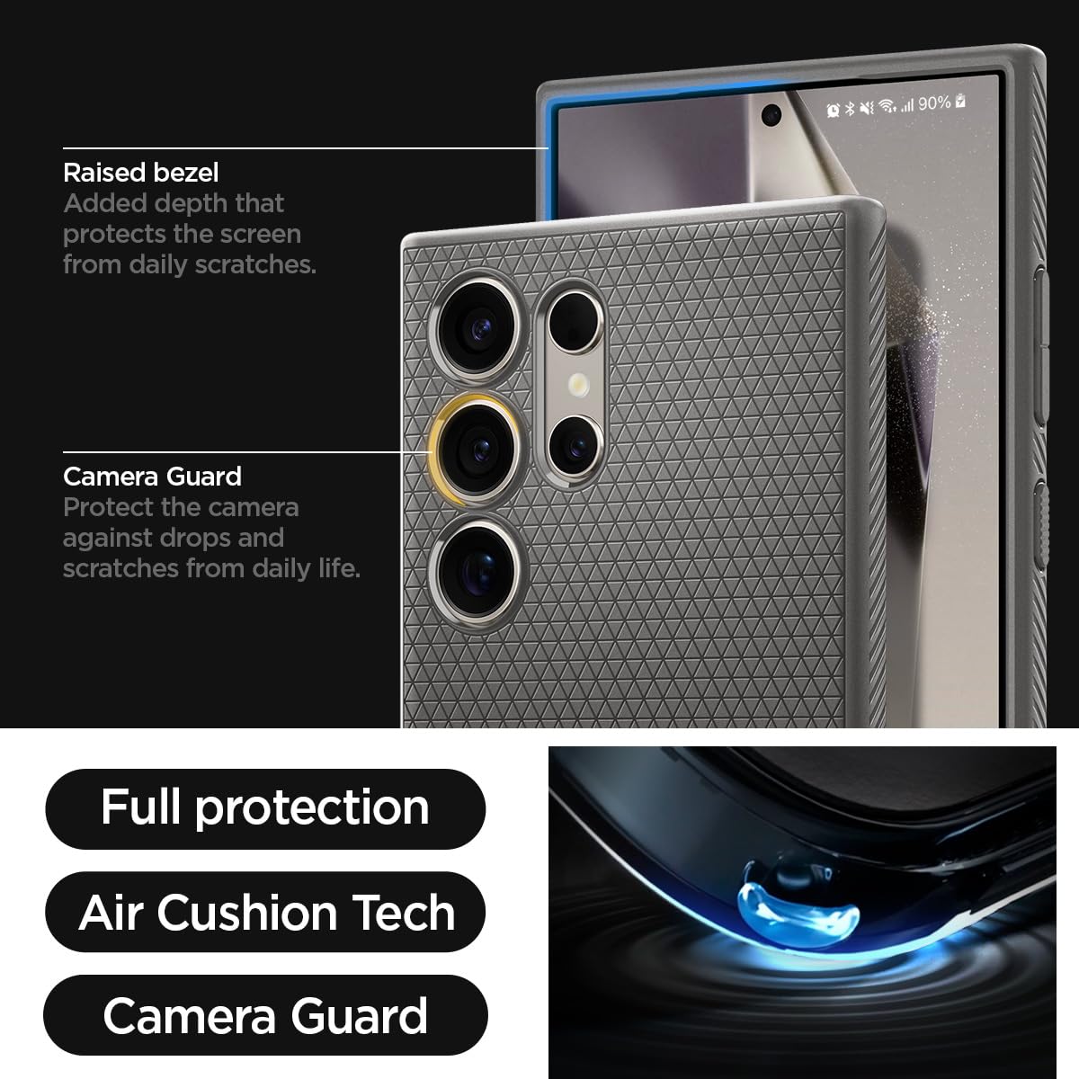 Spigen Liquid Air for Samsung Galaxy S24 Ultra Case, Galaxy S24 Ultra Back Cover (2024) - TPU｜Marble Gray