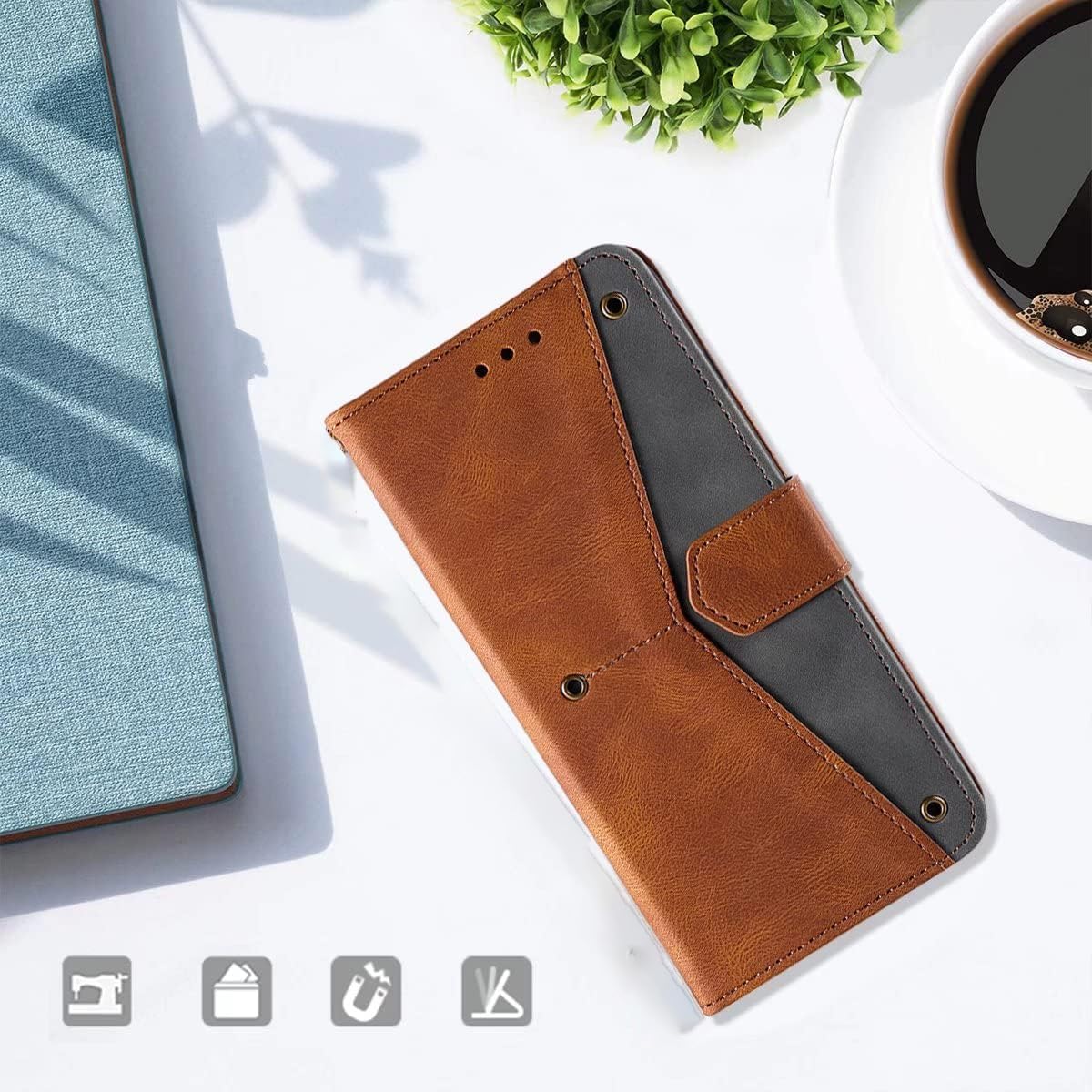 GoldKart Flip Back Cover Case for Samsung Galaxy M05 / A05 / F05 | Dual-Color Leather Finish | Inbuilt Stand & Pockets | Flip Cover for Samsung Galaxy M05 / A05 / F05 (Faux Leather, Brown)