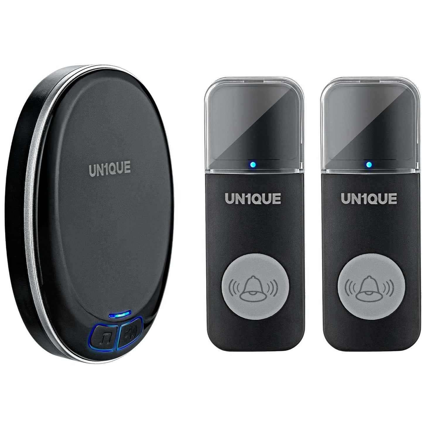 UN1QUE Wireless Door Bell for Home - Small Calling Bell for Office, 1000ft Long Range with 36 Chimes, 100dB Louder Volume, 4 Level Volume, LED Light, Info Board Design, IP44 Waterproof