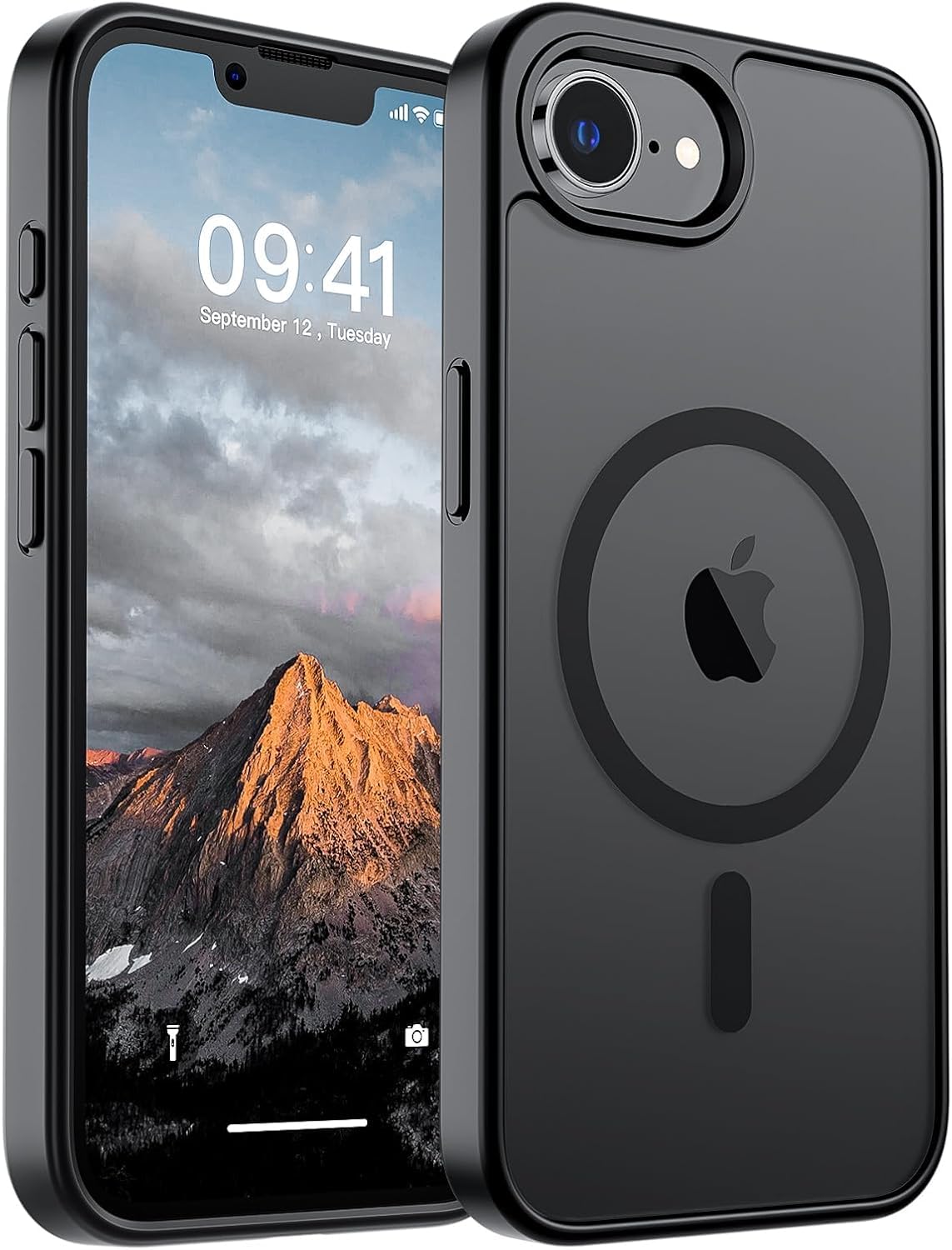 Sounce Shockproof Superior Drop Protection Cover Scratch Resistant Case Premium Armor Magsafe Designed Shield Strong Megnetic Adsorption with Polycarbonate Protection for iPhone 14/13 [Matte Black]