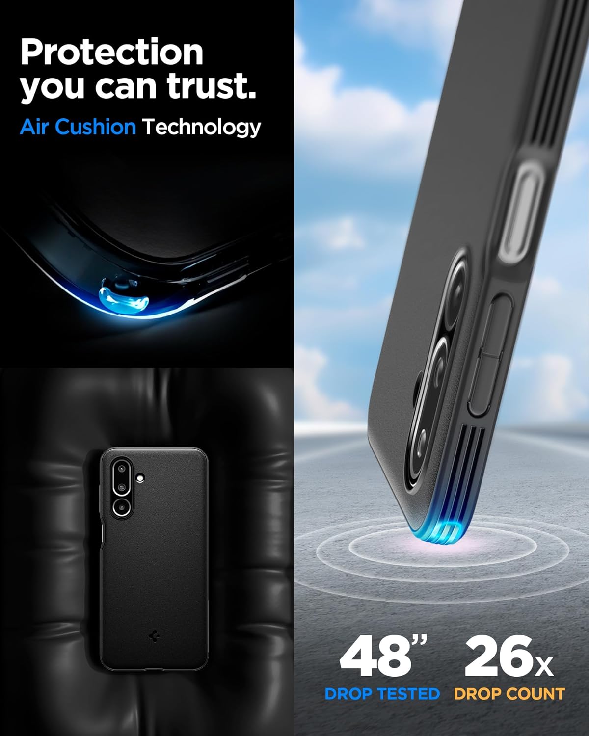 Spigen Essential Sand Blast for Samsung Galaxy M36 5G / F36 5G Case, Galaxy M36 5G / F36 5G Back Cover - Matte Black