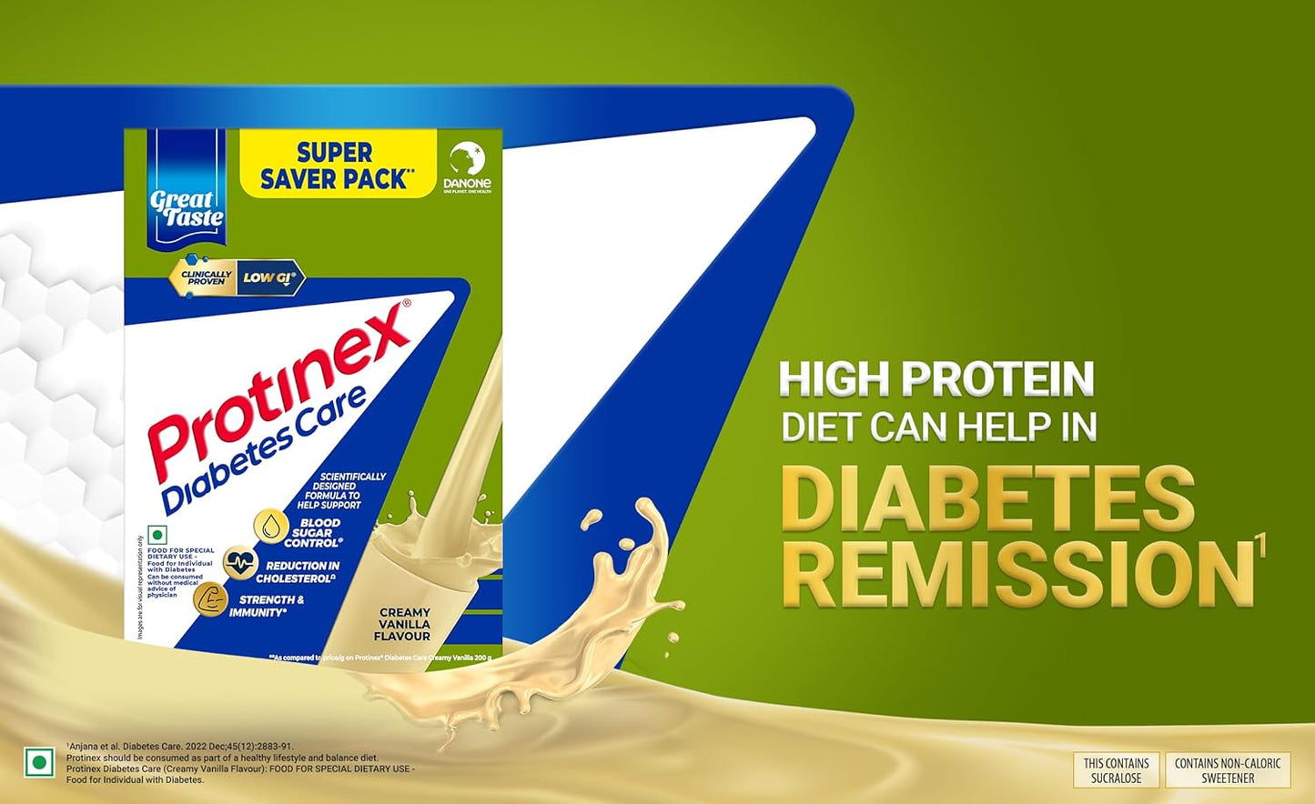 Protinex Diabetes Care (Creamy Vanilla Flavor, 1 Kg, BIB) Scientifically Designed Formula to help support Blood Sugar Control and Reduction in Cholesterol, 1 count, 40 servings