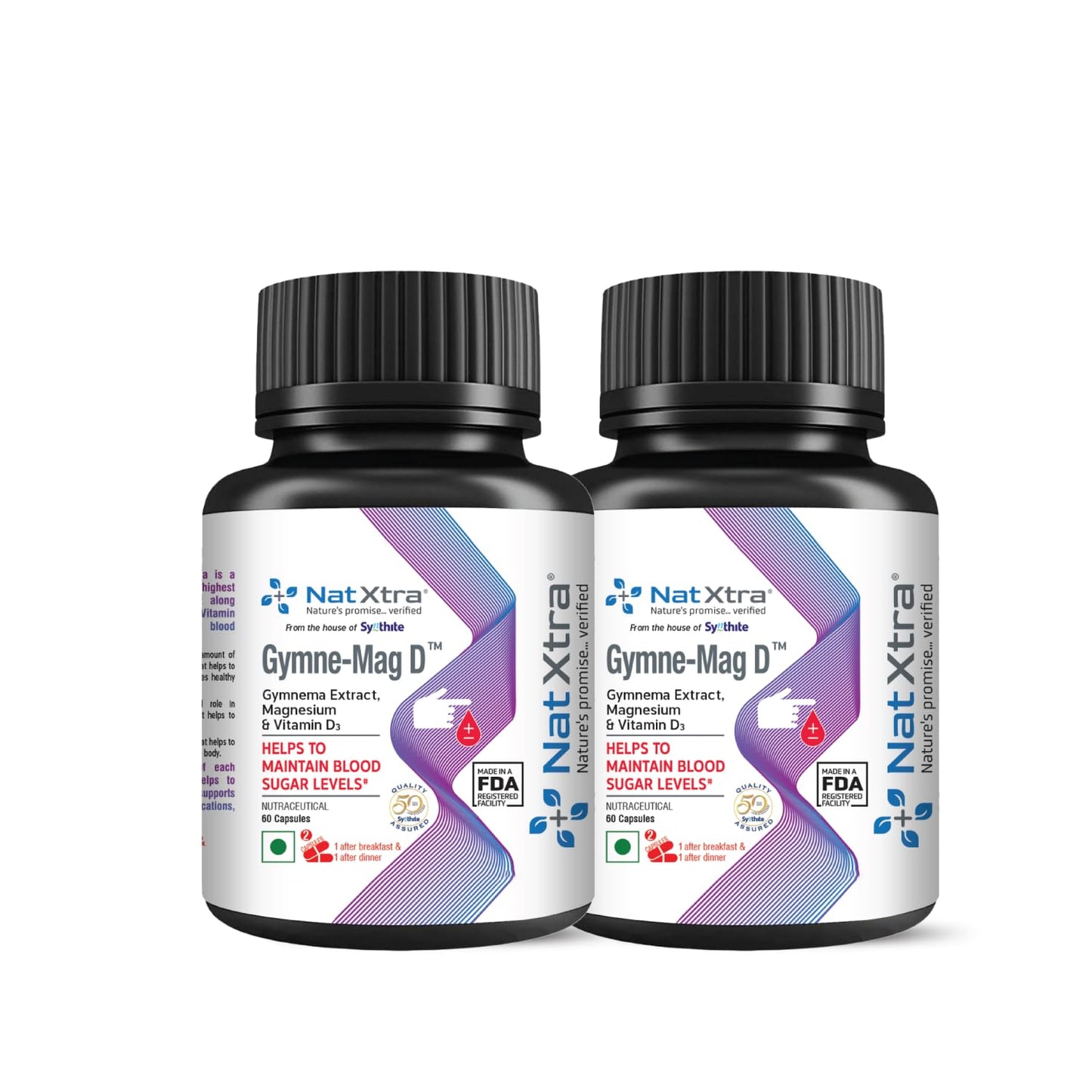 Natxtra Gymne-Mag D | Blood Sugar Support Supplement | Gymnema Sylvestre, Magnesium, & Vitamin D3 | Reduces Cravings, Promotes Healthy Glucose Metabolism | 180 Capsules