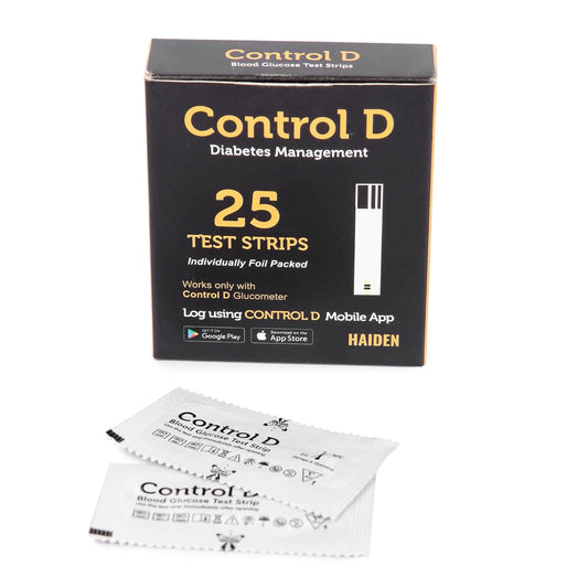 Control D CD25 Individual Single Foil Packed 25 Glucometer Strips