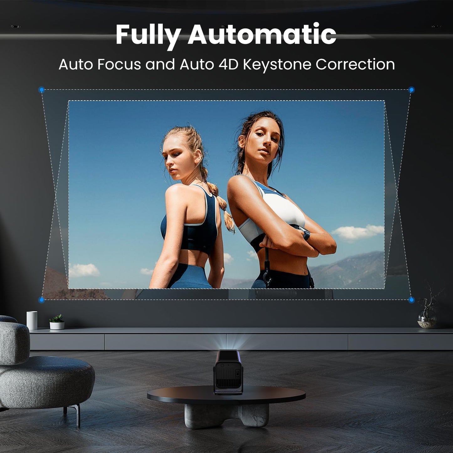 WZATCO Yuva Go Pro Fully Automatic Native 1080P Android 13.0 Smart Projector, Auto Focus, Auto 4D Keystone, 4X Brighter, 4K HDR Support, Rotatable Design, WiFi 6 & BT, Screen Mirroring, ARC, Black