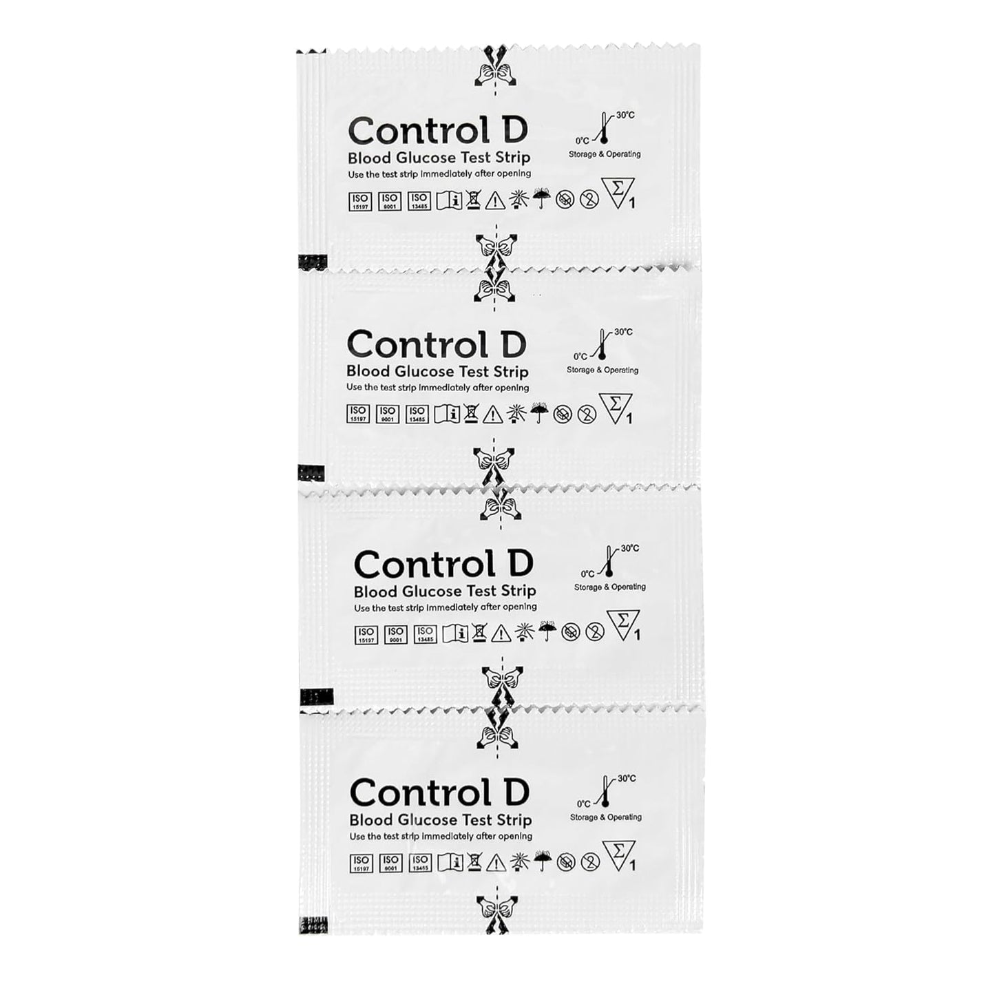 Control D CD25 Individual Single Foil Packed 25 Glucometer Strips