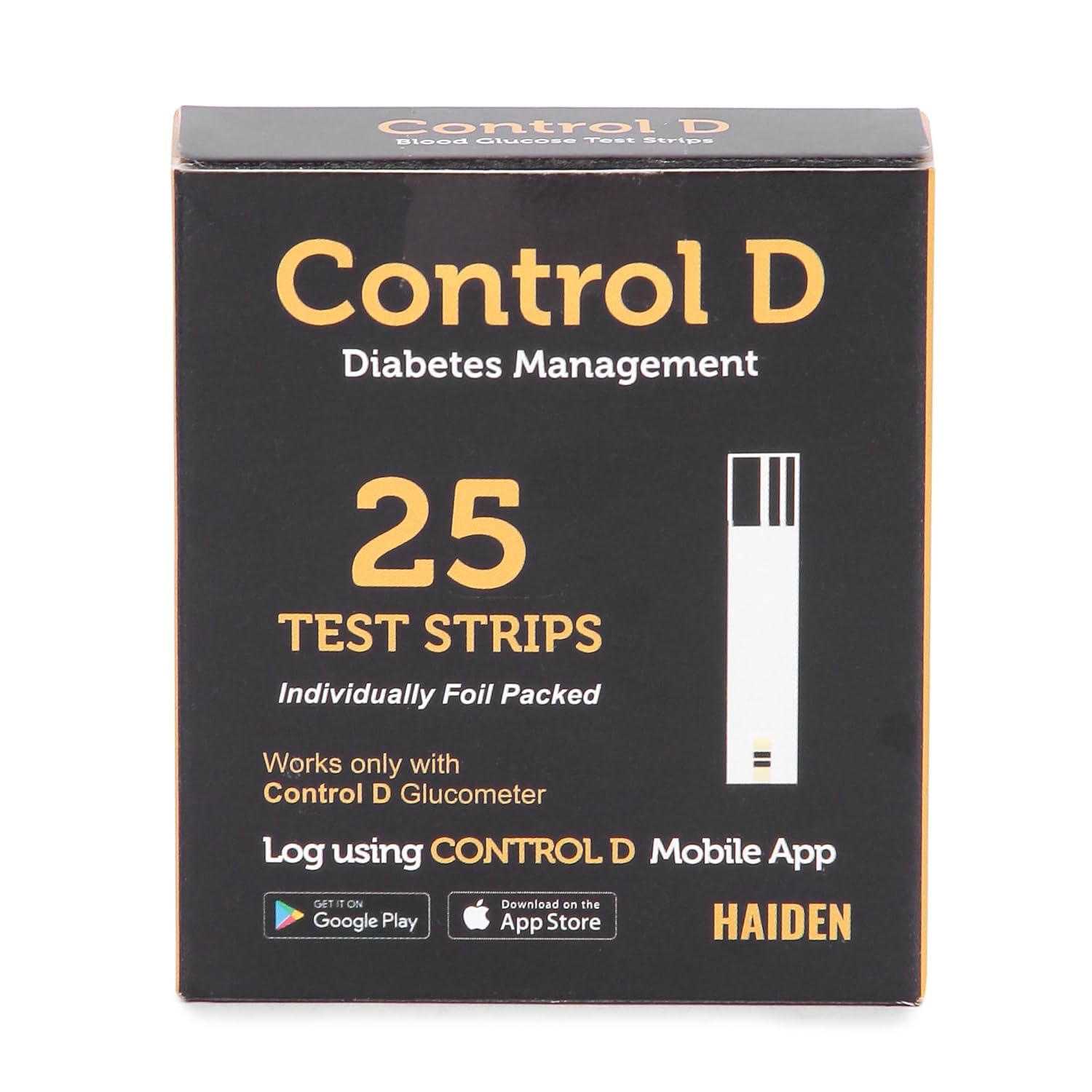 Control D CD25 Individual Single Foil Packed 25 Glucometer Strips