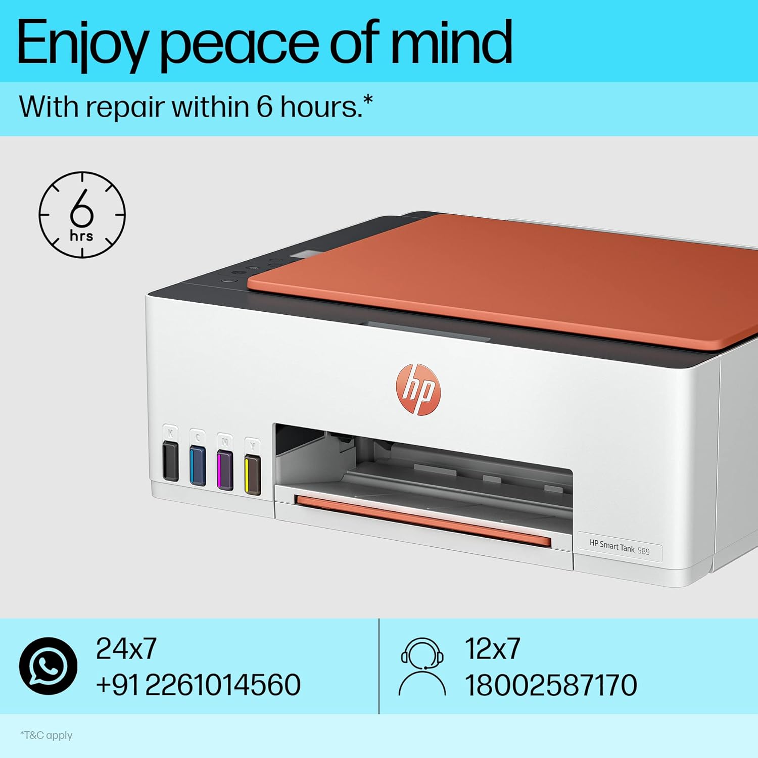 HP Smart Tank 589 All-in-One WiFi Colour Printer – 30 Ppm Speed, High Capacity Ink Tank, Wireless, Ideal for Home & Office Printing, Magenta