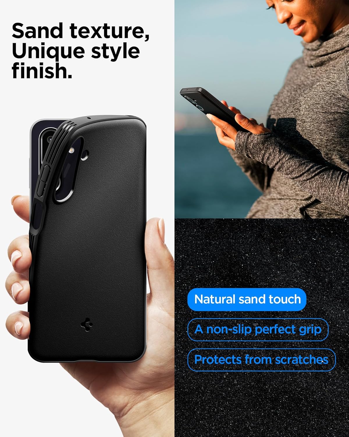 Spigen Essential Sand Blast for Samsung Galaxy M36 5G / F36 5G Case, Galaxy M36 5G / F36 5G Back Cover - Matte Black