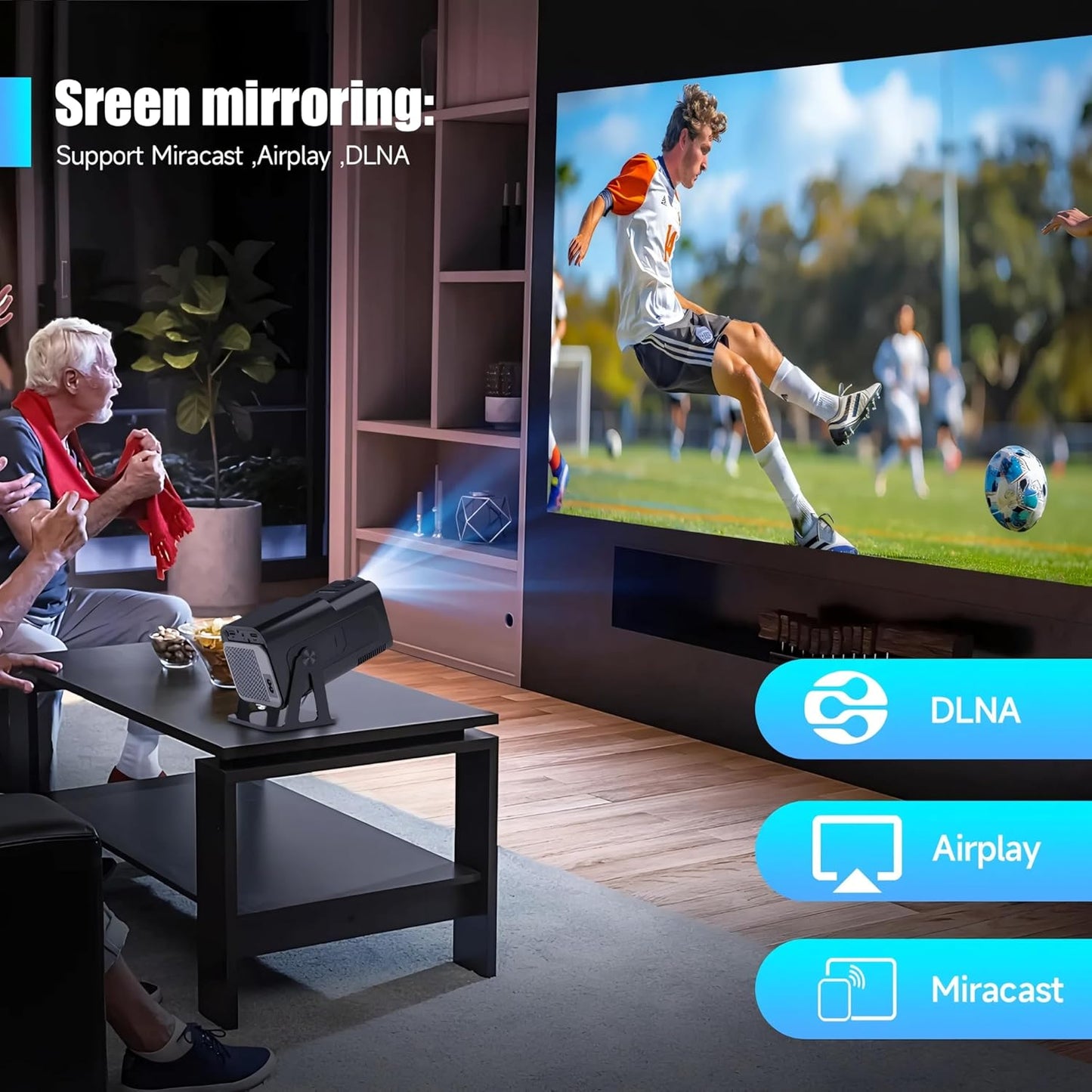 Omexcart 4K Dual-Band WIFI6 5G Wireless 5.0 Bluetooth Android 13, 360ANSI, (4000 lm / 2 Speaker/Wireless/Remote Controller) Portable Projector