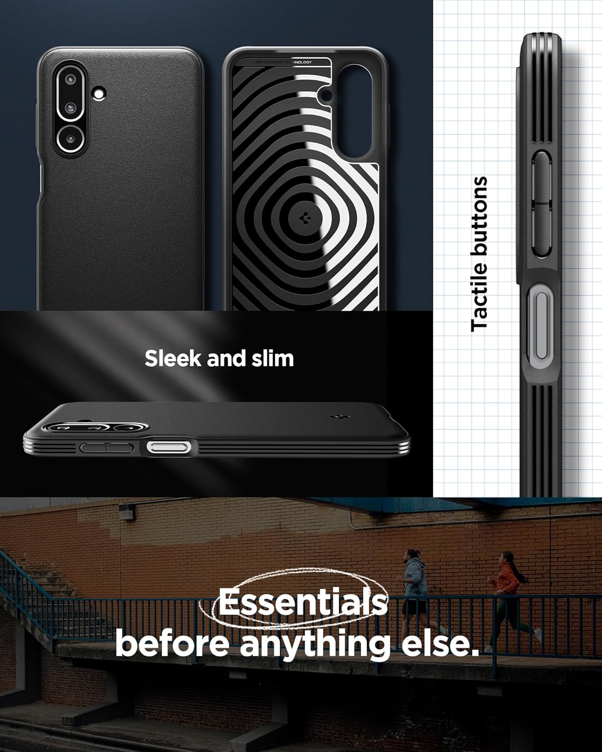 Spigen Essential Sand Blast for Samsung Galaxy M36 5G / F36 5G Case, Galaxy M36 5G / F36 5G Back Cover - Matte Black