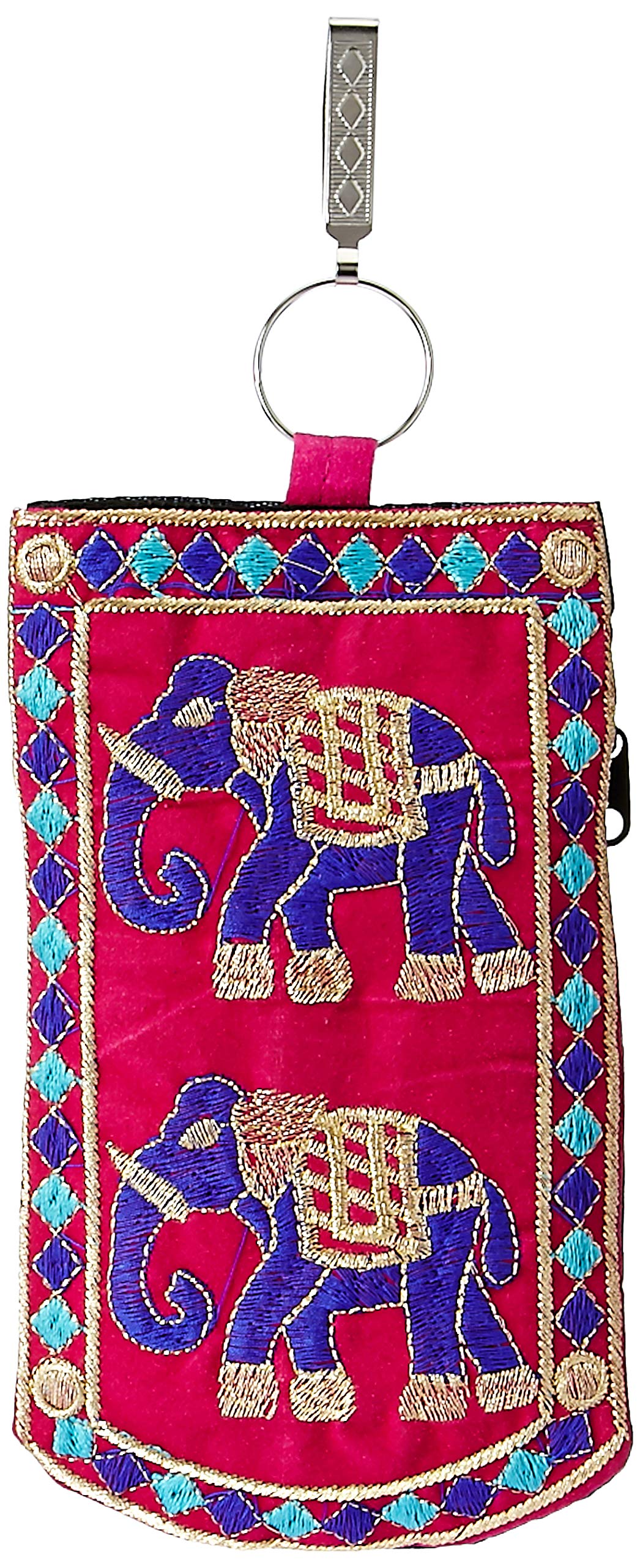Kuber Industries Mobile Cover | Mobile Cover with Saree Hook | Mobile Bag Pouch for Woman | Wedding Mobile Cover | Embroided Velvet Mobile Cover | Pack of 2 | Assorted